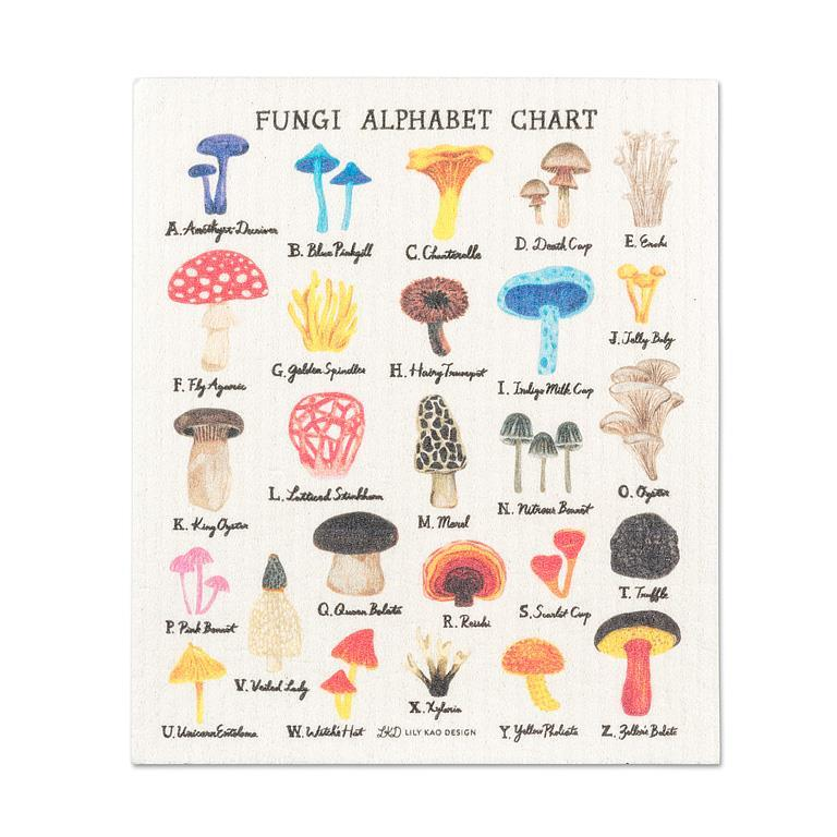 MUSHROOM ALPHABET SWEDISH DISHCLOTH