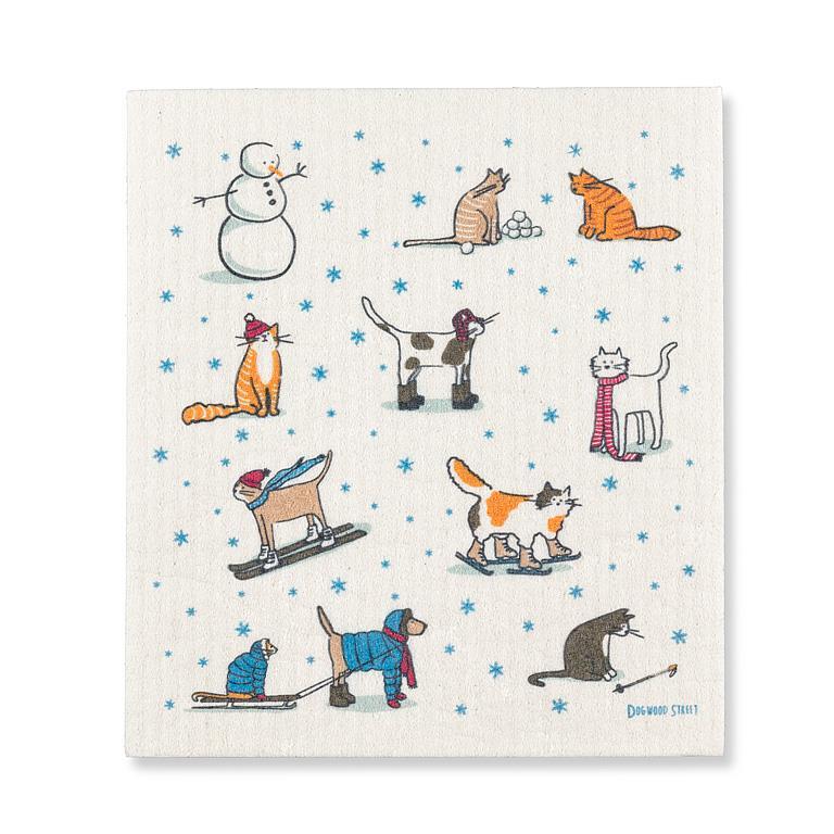 WINTER CATS SWEDISH DISHCLOTH