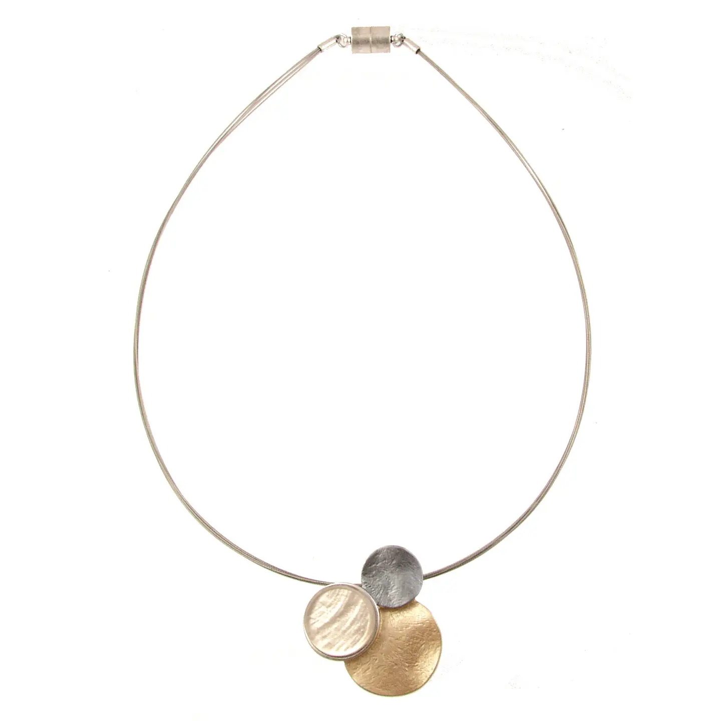 SILVER GOLD THREE CIRCLES PENDANT