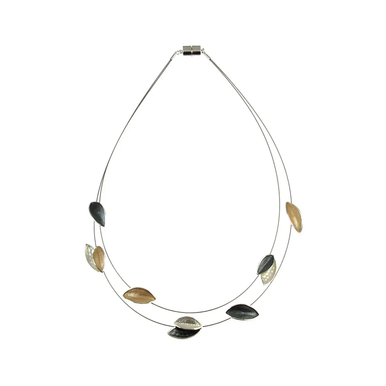 GREY GOLD Two Tone Leaf Necklace