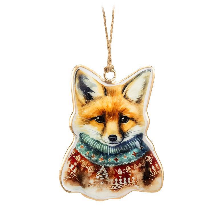 RED FOX IN SWEATER ORNAMENT
