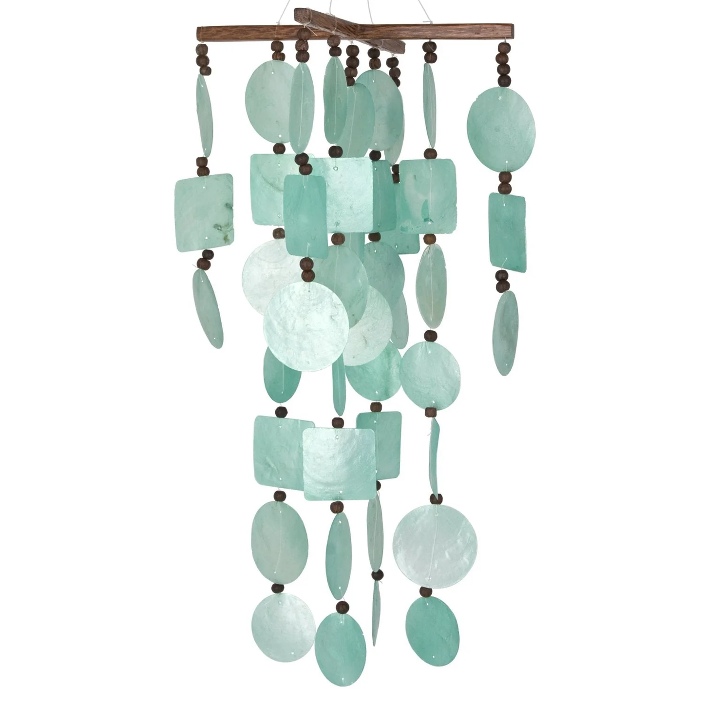 Aqua Capiz Chime With Wood Beads