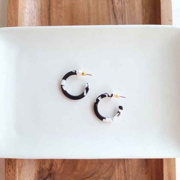 Black & White Cam Mini Hoops