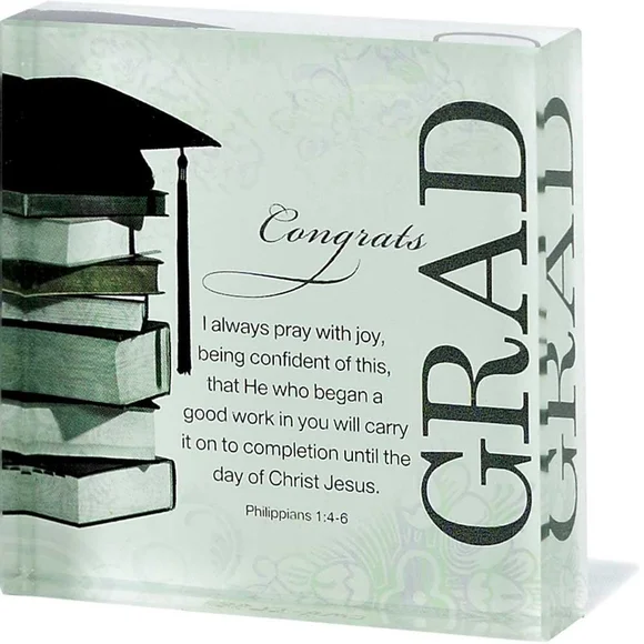 CONGRATS GRAD GLASS TABELTOP PLAQUE