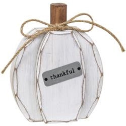Thankful White Pumpkin Sitter