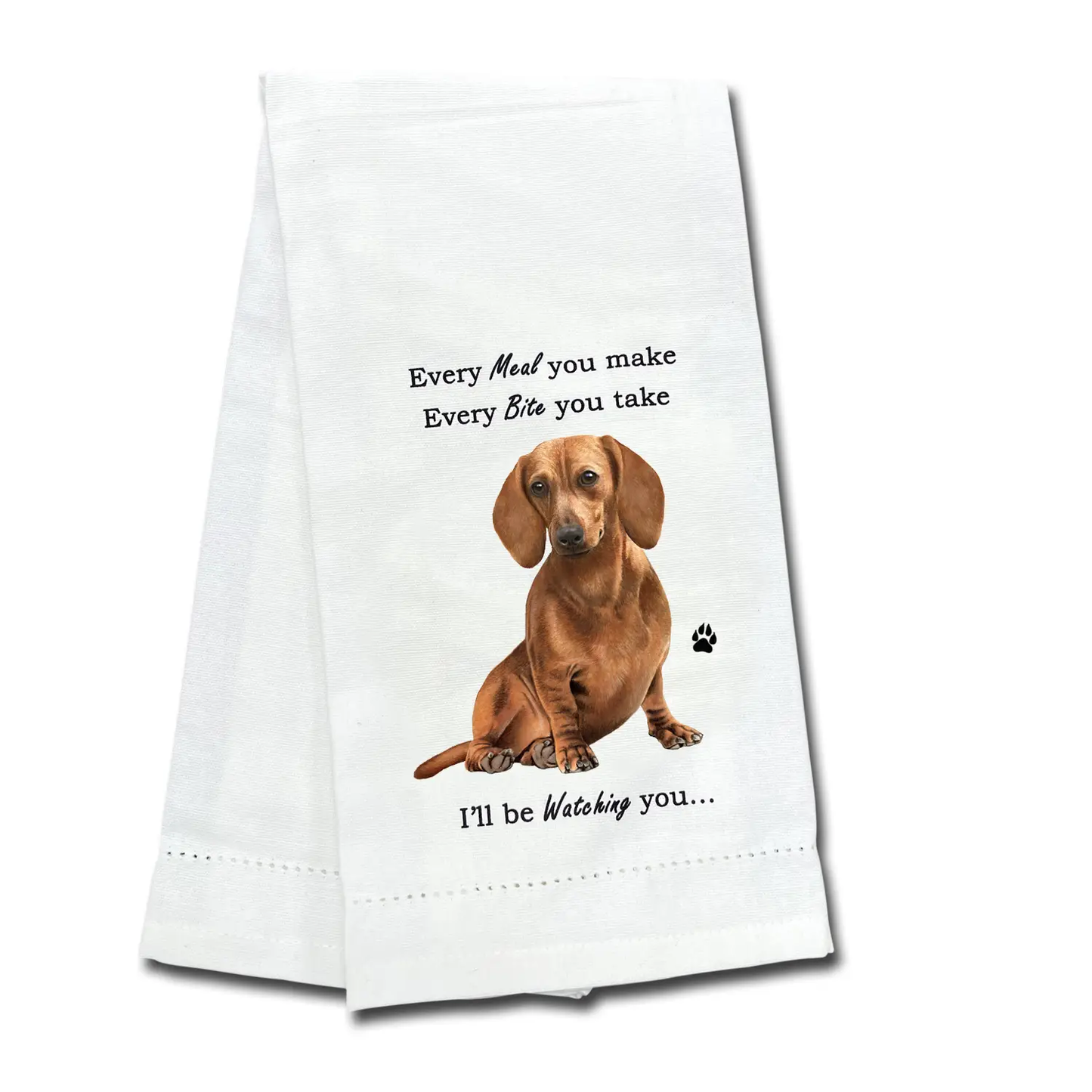 RED DACHSHUND EVERY BITE TOWEL