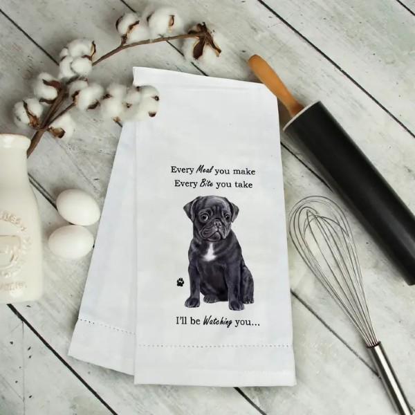 BLACK PUG EVERY BITE TOWEL
