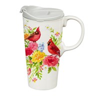 Cardinals and Wreath Travel Mug
