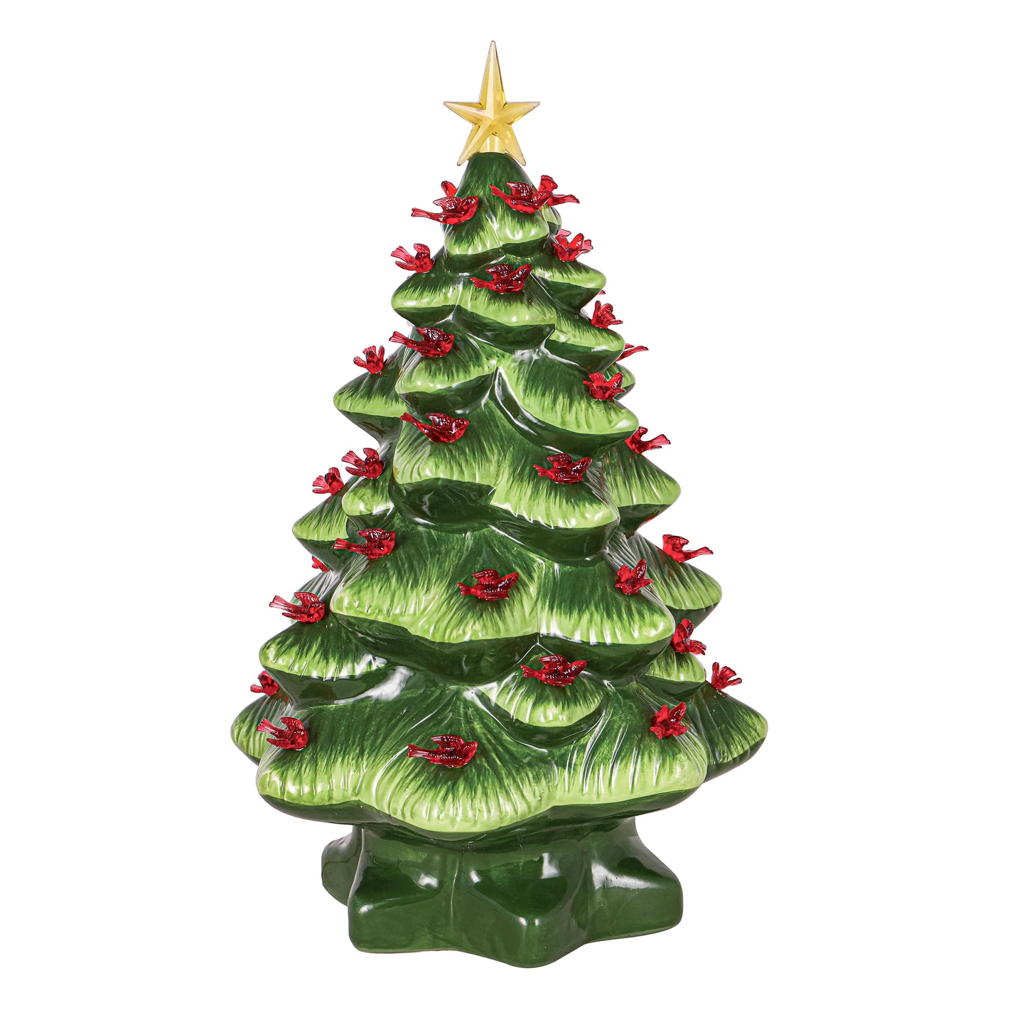 14" Led Ceramic Tree With Cardinals