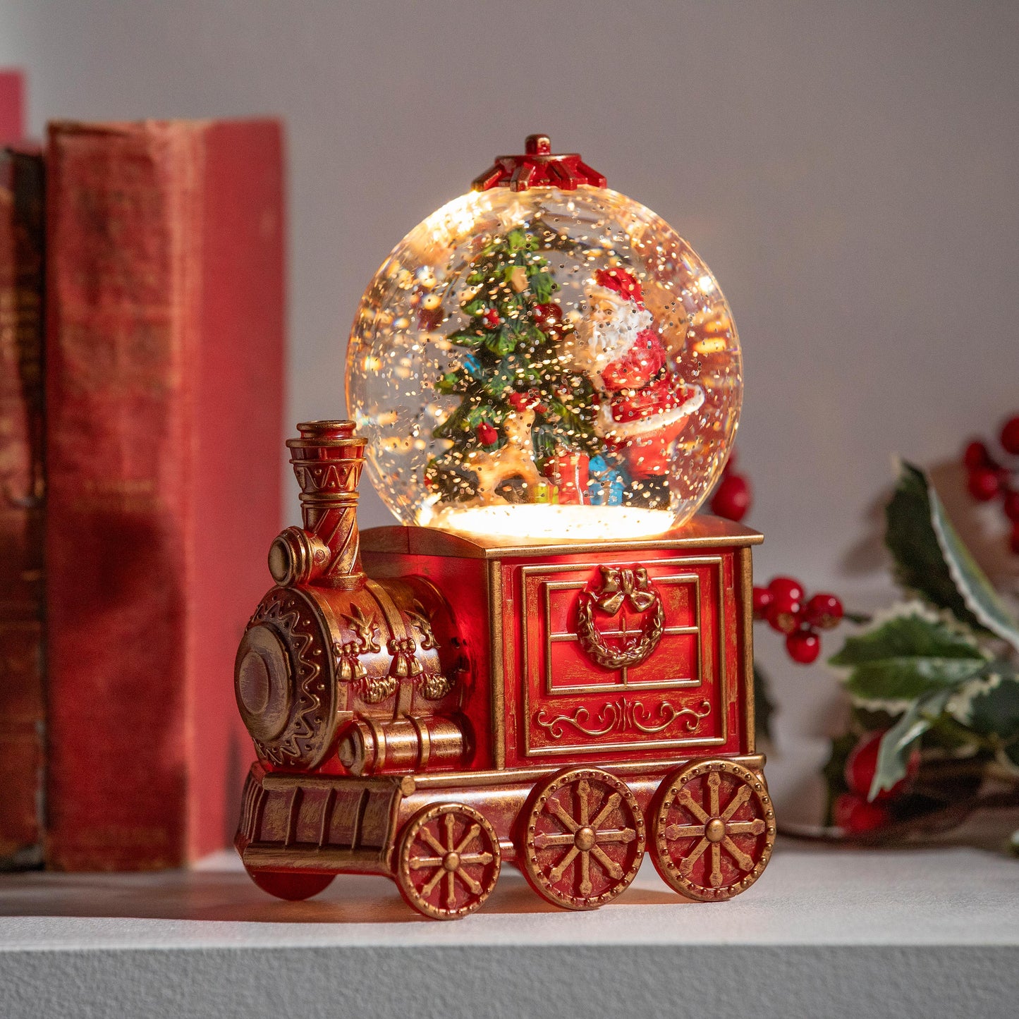Train Led Spinning Water Lantern
