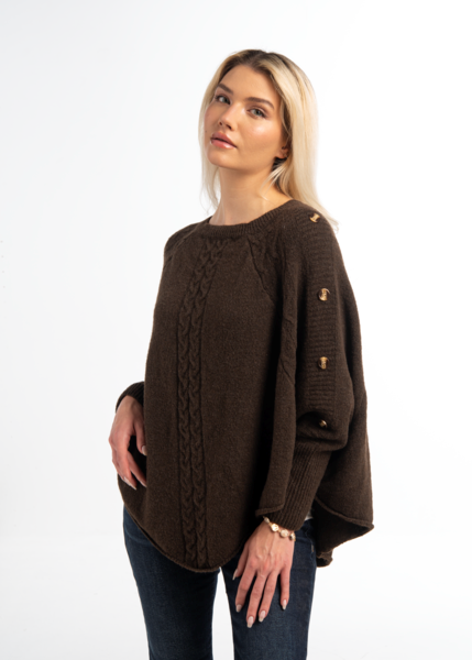 CHOCOLATE CABLE PONCHO