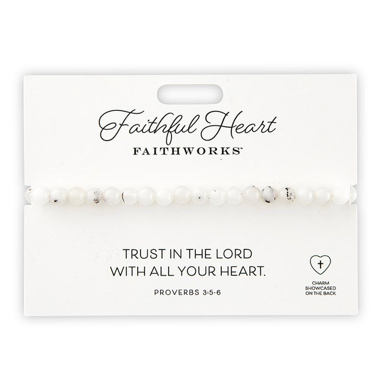 WHITE STONE FAITHFUL HEART BRACELET