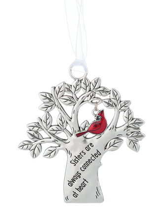SISTERS CARDINAL IN TREE ORNAMENT
