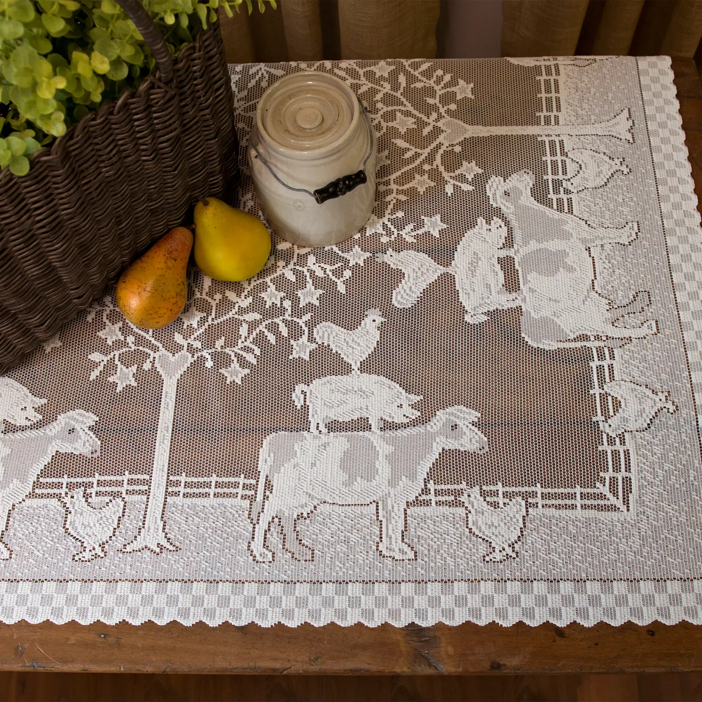White Farmhouse Tablecloth 42X42