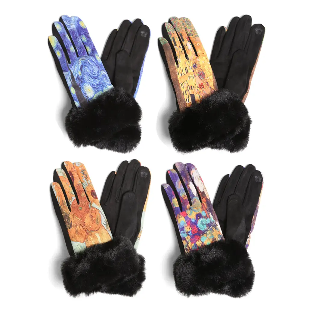 Art Faux Fur Cuff Gloves