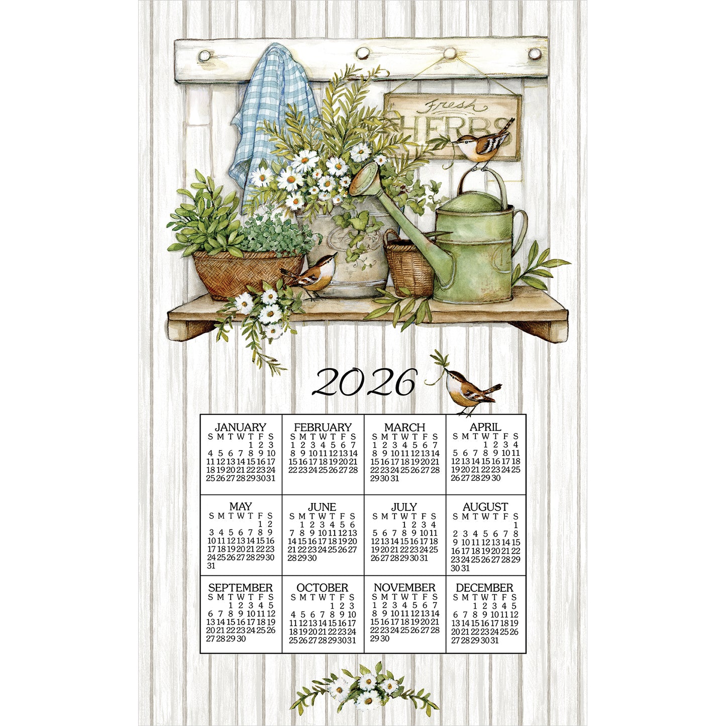 2026 Fresh Herbs Calendar Towel