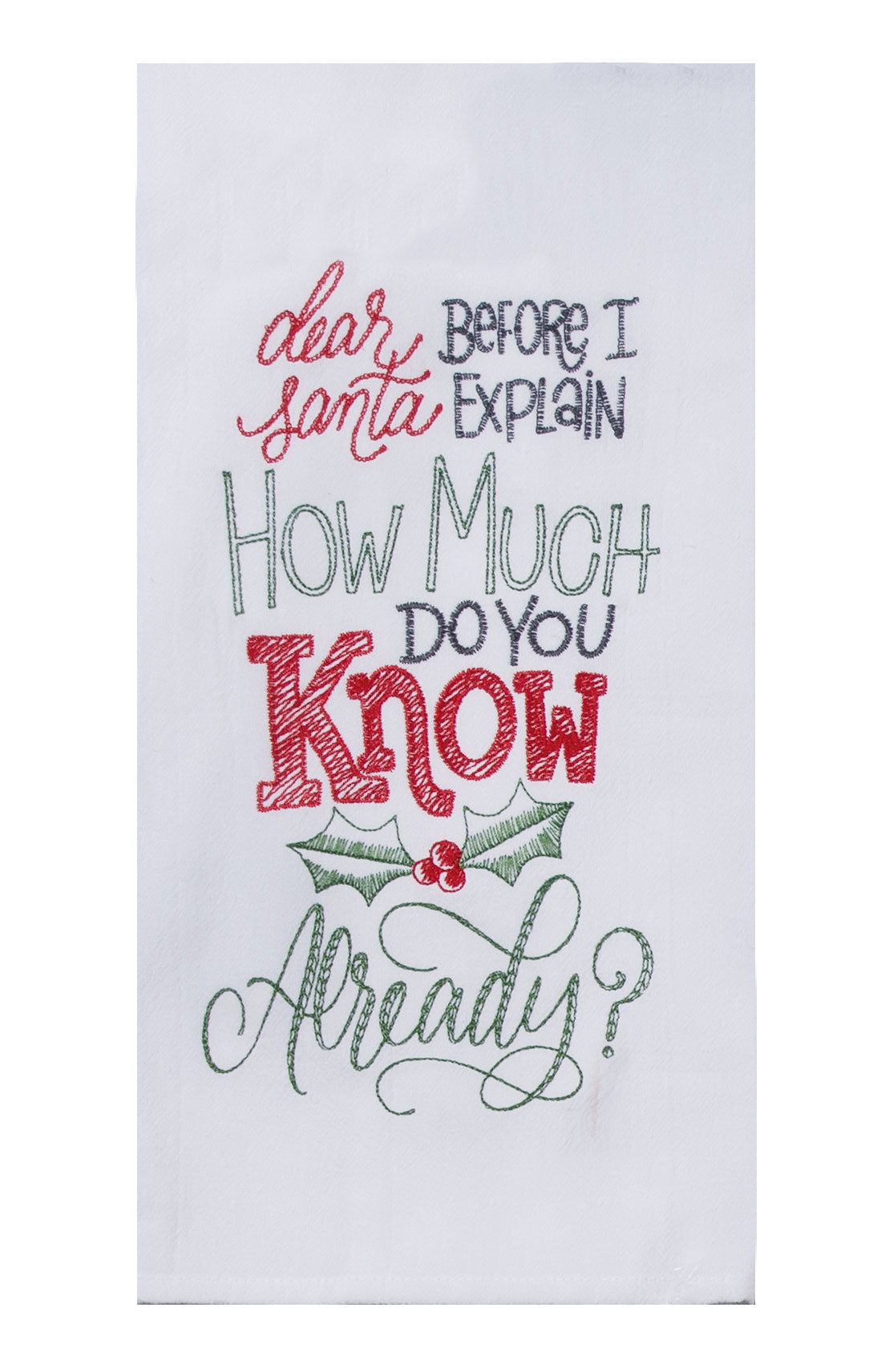 Dear Santa Embroidered Tea Towel