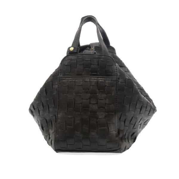 Black Brenna Woven Bowler Satchel