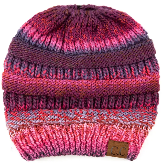 Burgundy Multi Ponytail Beanie