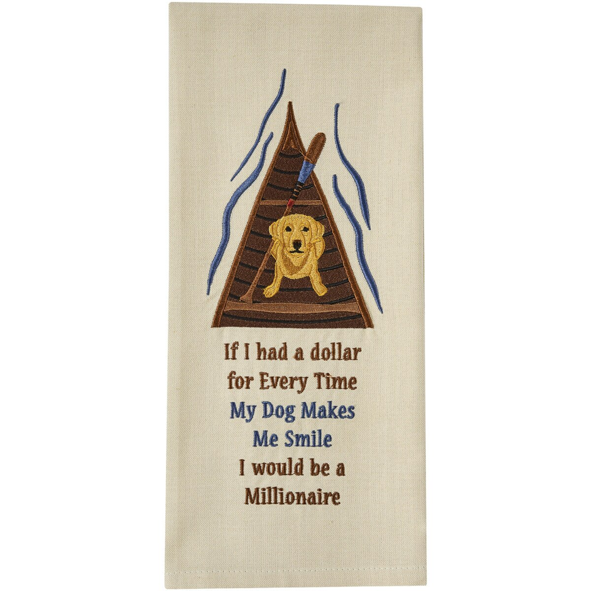 My Dog Makes Me Smile Embroidered Towel