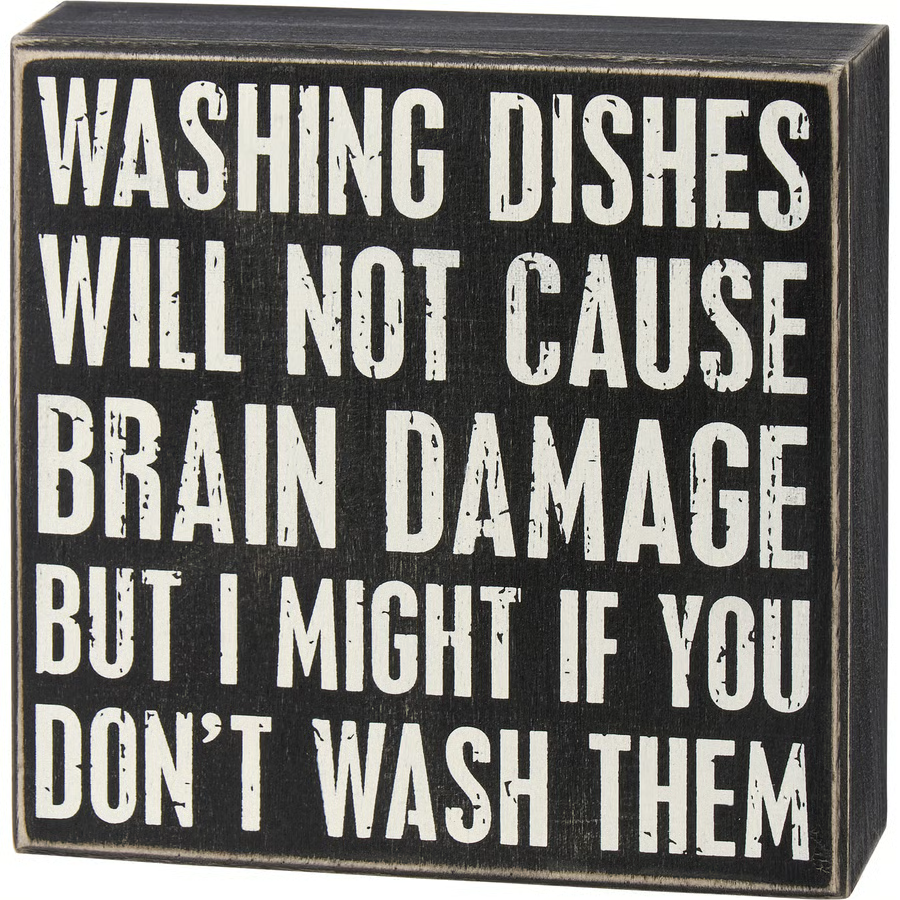 Washing Dishes Box Sign