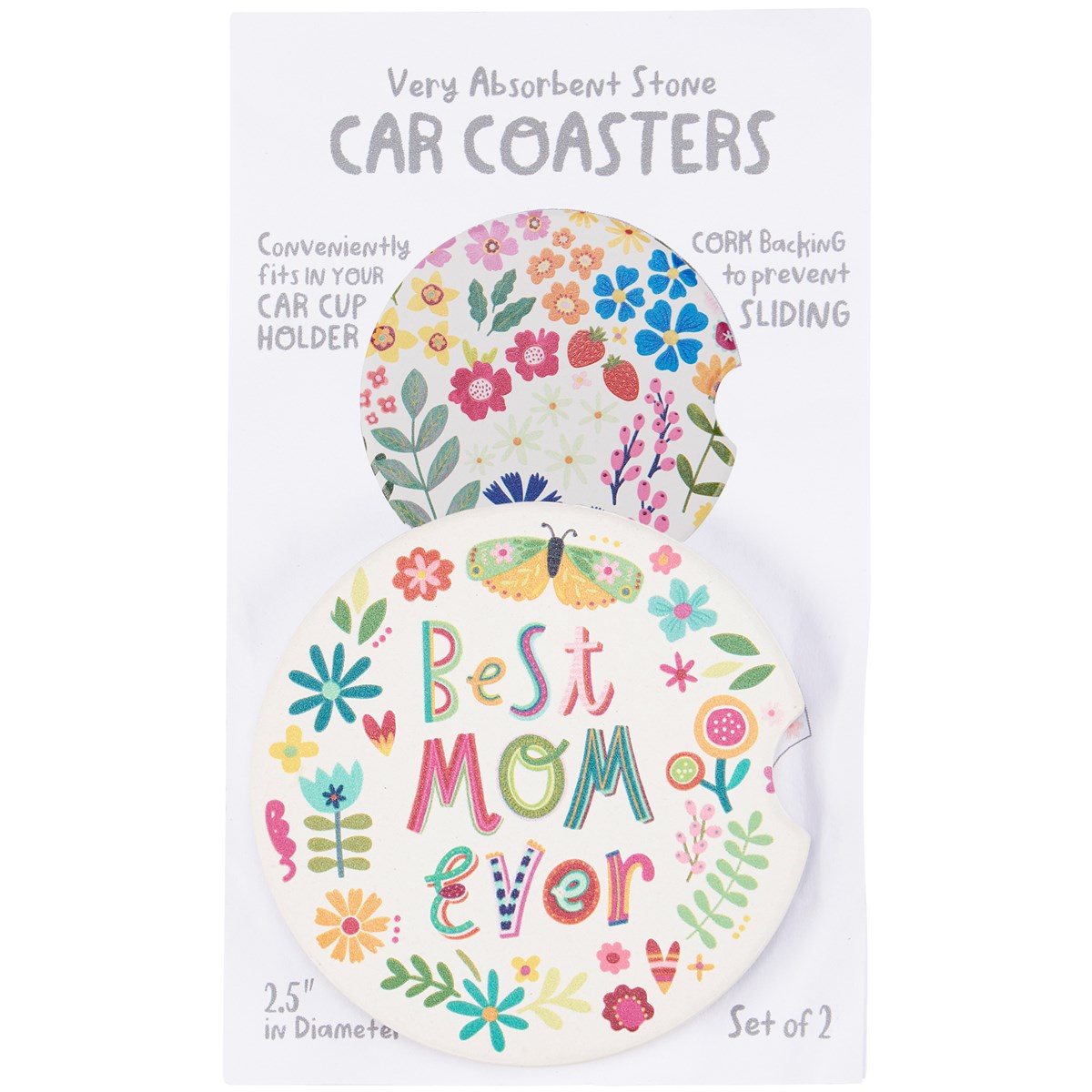 Mom Car Coasters Set of 2