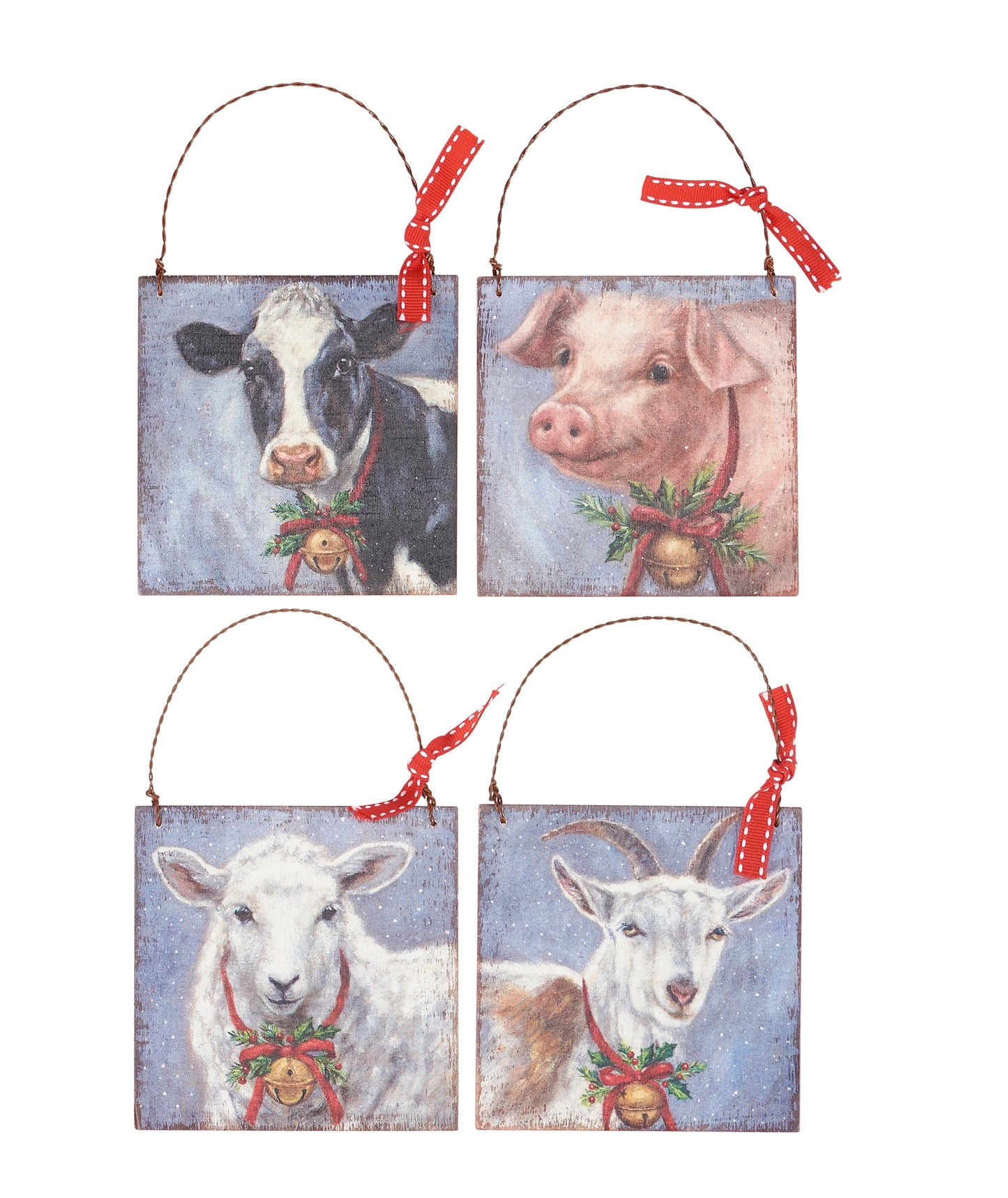 Festive Farm Animal Ornament - Asst