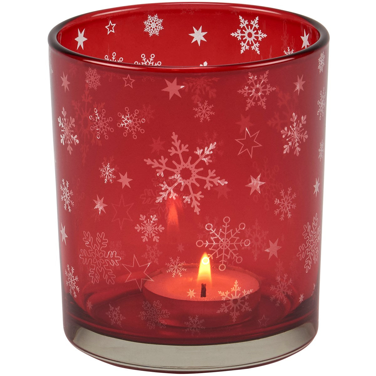 Red Snowflake Candle Holder