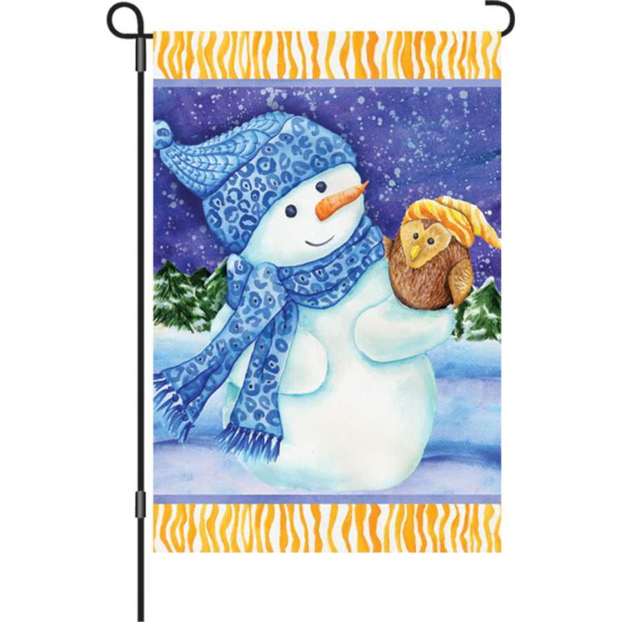 Snowman & Owl Garden Flag