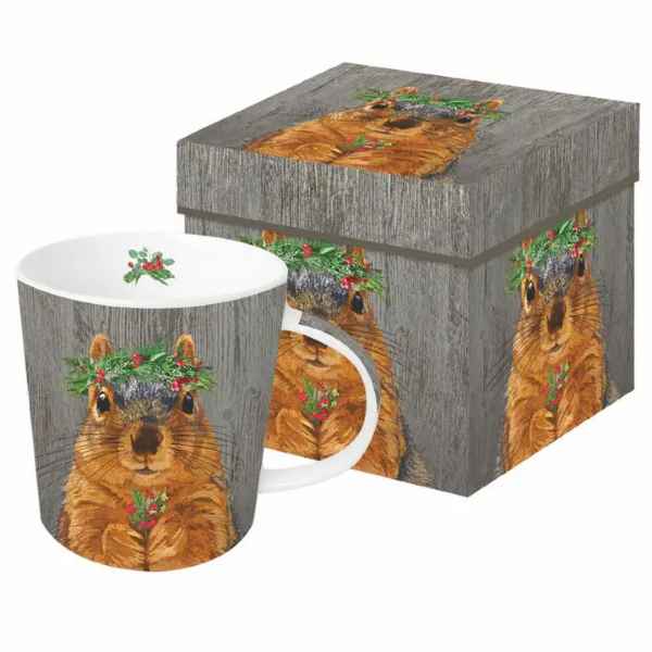 Winterberry Squirrel Mug In Box