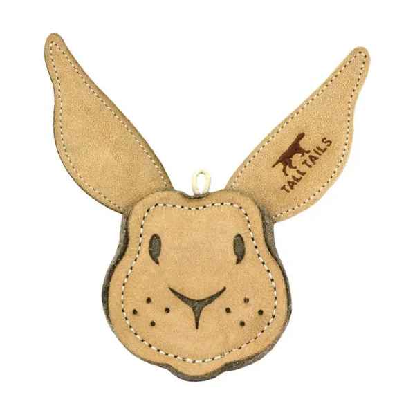 4" LEATHER & WOOL RABBIT DOG TOY