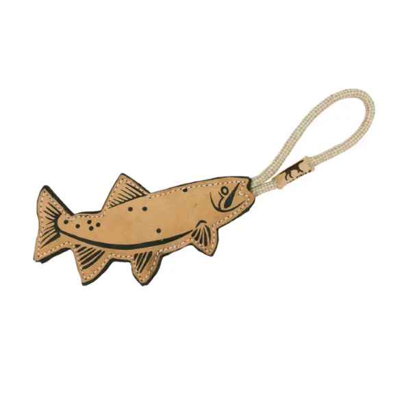 16" NATURAL LEATHER TROUT TUG TOY