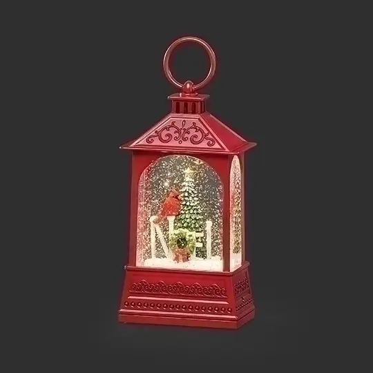 Lit Cardinal Noel Scene Lantern