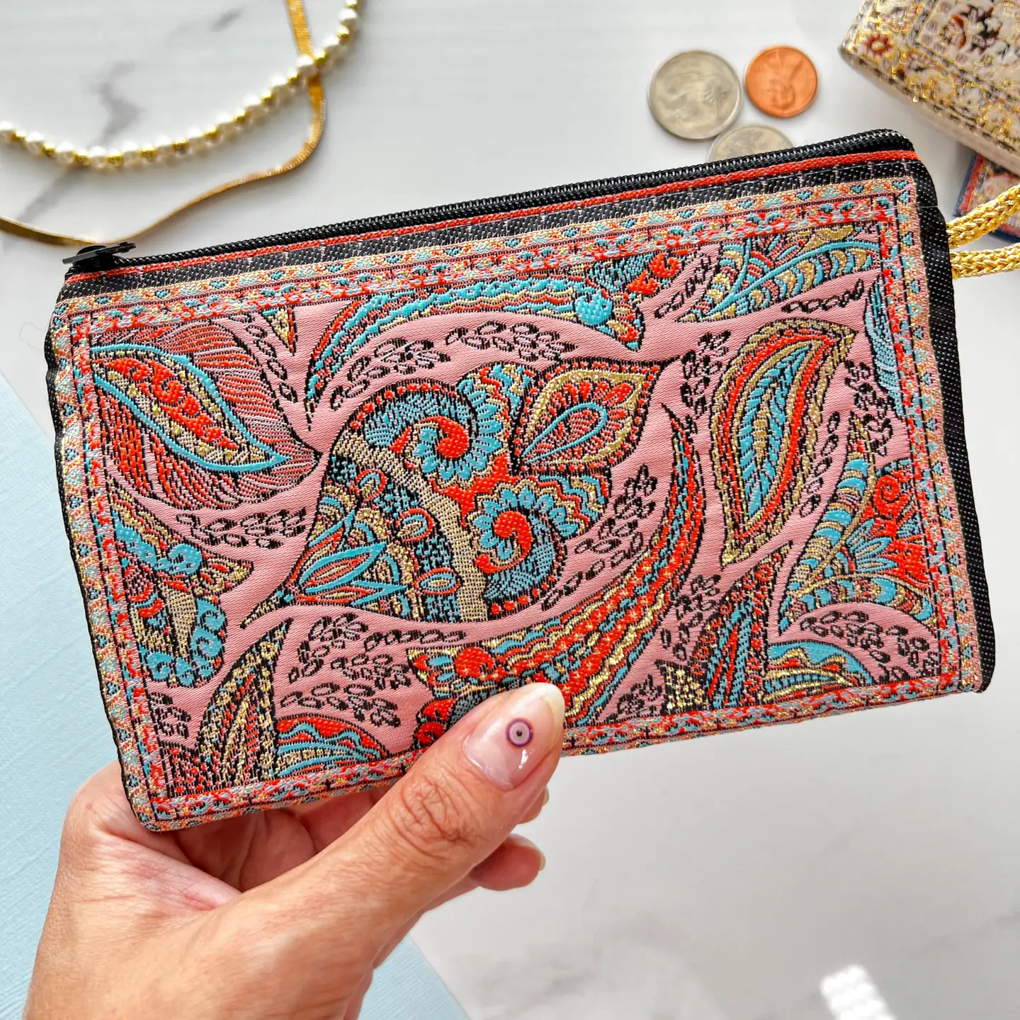 Pink Boho Coin Purse