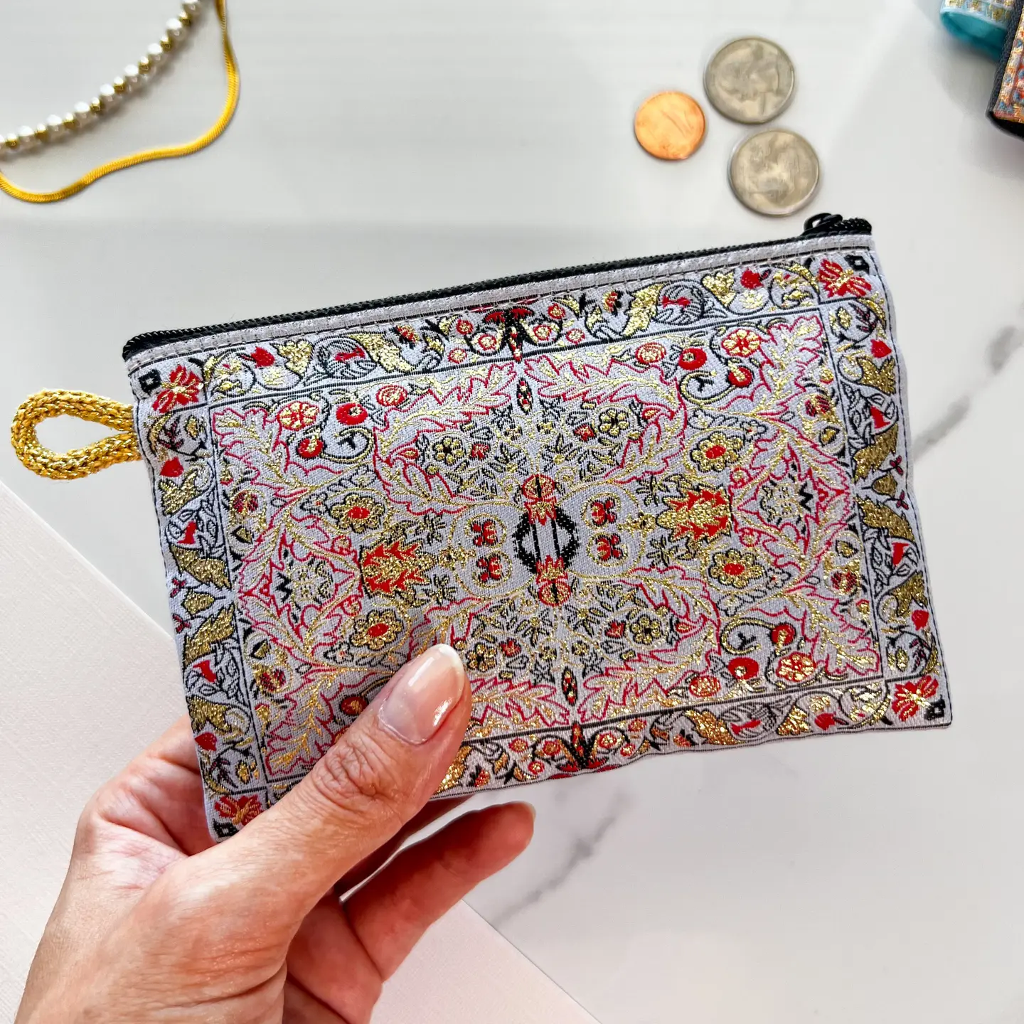 Beige Boho Coin Purse