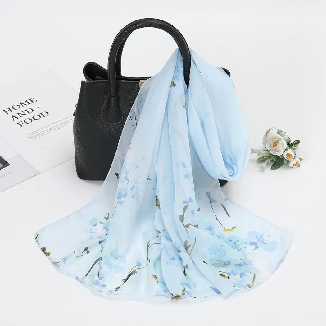 Blue Summer Floral Scarf