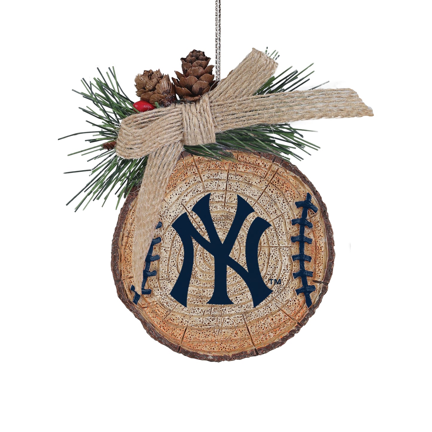NY Yankees Wood Slice Ornament
