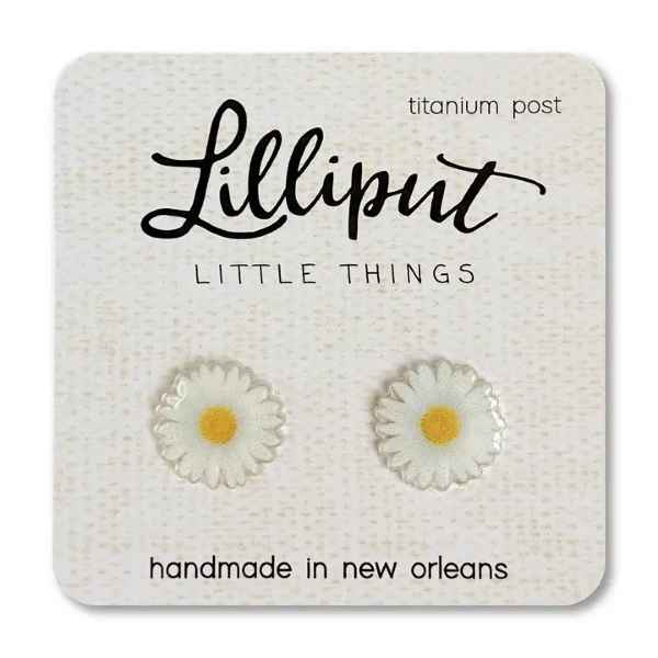 White Daisy Earrings