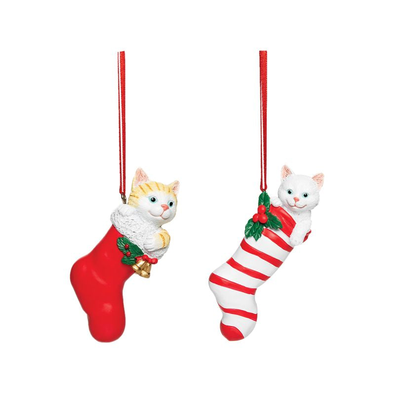 CAT IN STOCKING ORNAMENT