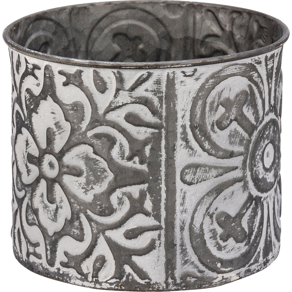 Large Floral Embossed Round Bin