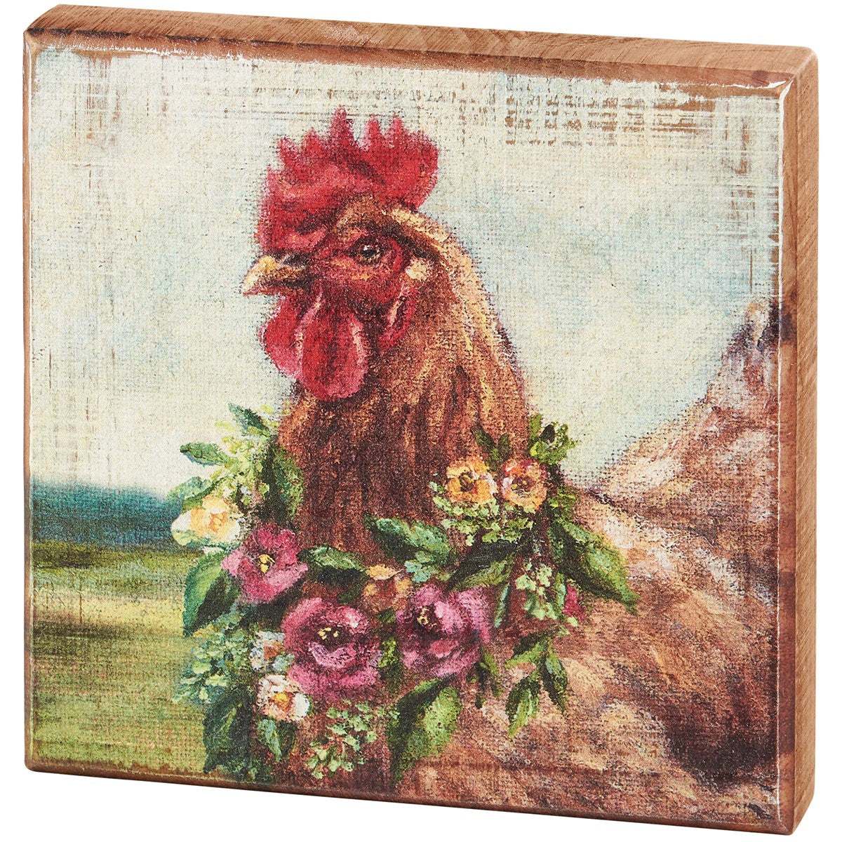 FLORAL CHICKEN BLOCK SIGN