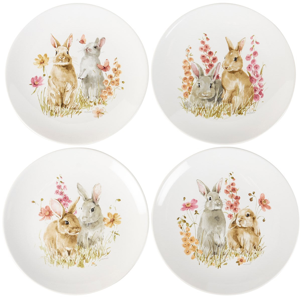 FLOWER BUNNIES PLATE 8 INCH