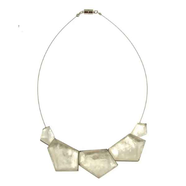 White Facet Cut CAPIZ NECKLACE