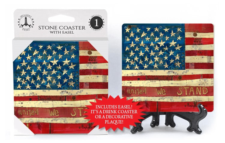 AMERICAN FLAG COASTER W/EASEL