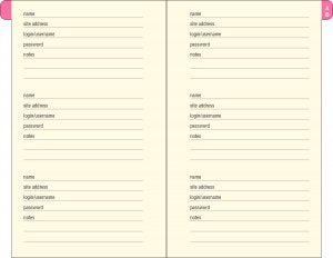 B & B Internet Password Book