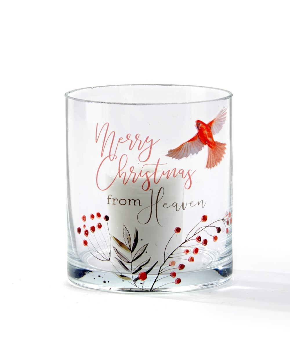 Small Merry Christmas Glass Hurricane