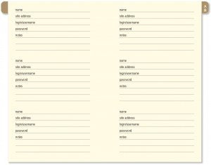 WC Sunset Internet Password Logbook