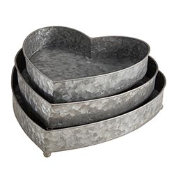 Small Galvanized Heart Tray