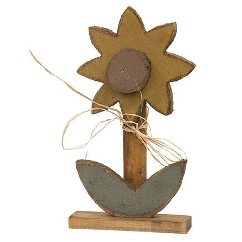 Rustic Wood Sunflower On Base