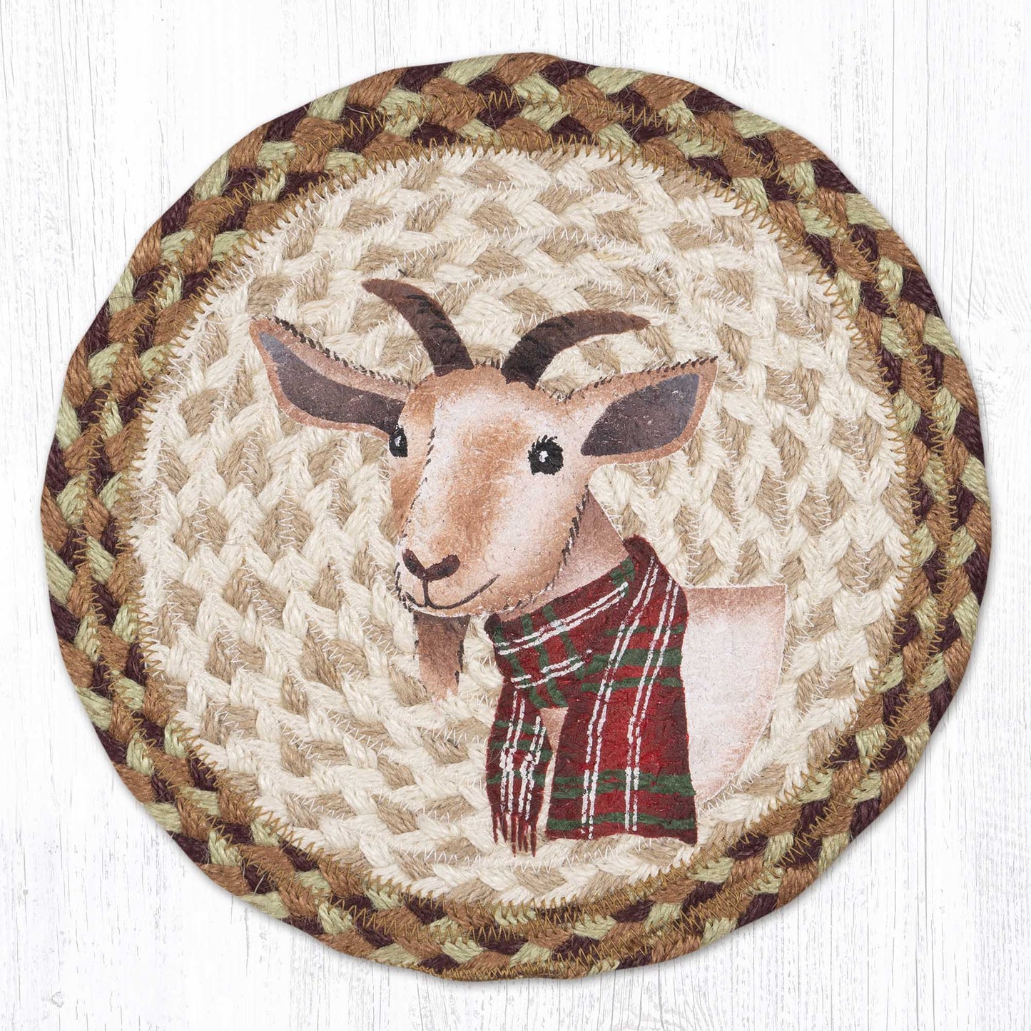 WINTER GOAT 10" JUTE TRIVET